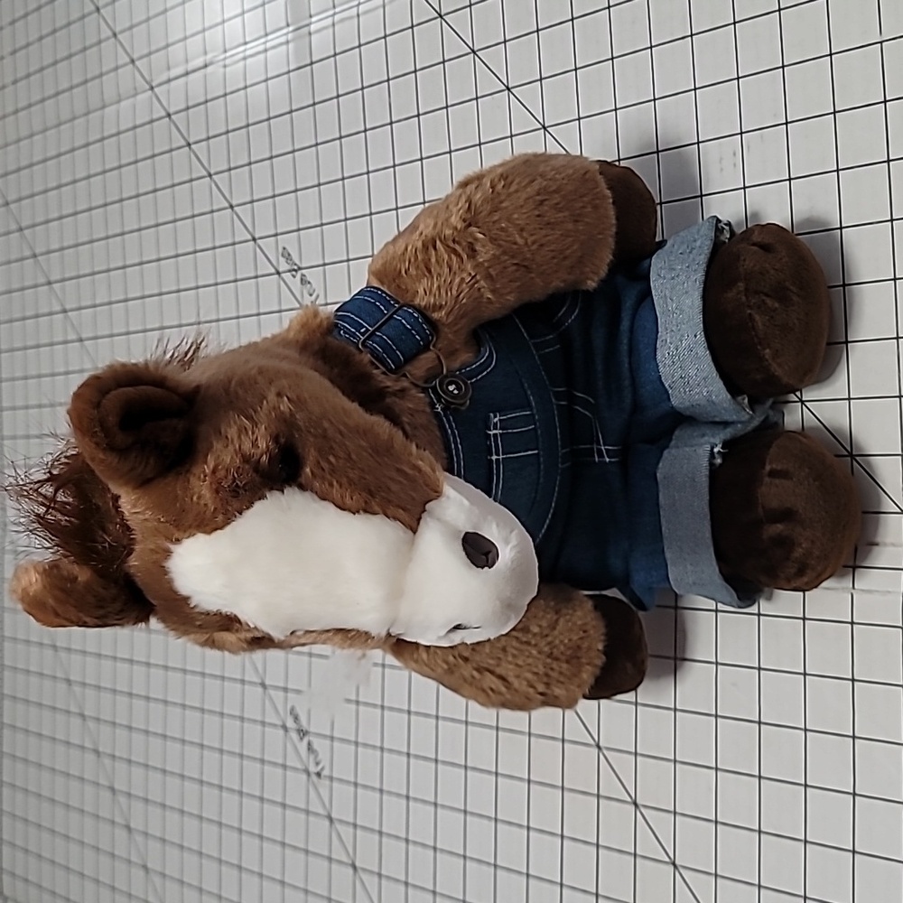 Build A Bear Plush Horse w Denim Overalls 18" Stuffed‎ Toy Retired - Shelfsitter